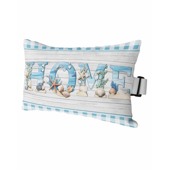 HOME Outdoor Head Resting Pillows with Insert Beach Starfish Shell 1 Pack Waterproof Lumbar Pillows with Adjustable Elastic Strap for Patio Recliner Chaise Beach Chair, 11"x16"
