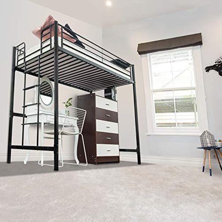 Bonnlo Twin Metal Loft Bed Frame for kids/Adults/Teens, Space-Saving Design, Black