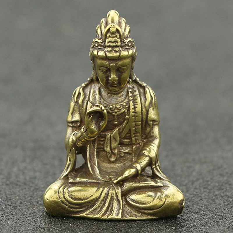 Mini Messing Guanyin Buddha Statue Ornament Miniatur Figur Heim/Büro