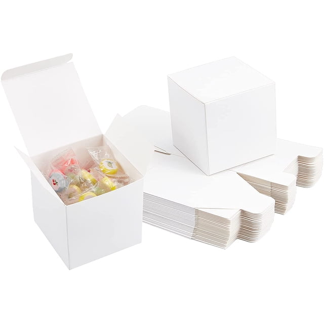 Paquete de 30 cajas de regalo Kraft, cajas de cartón blanco para envolver regalos, cajas para galletas y dulces de 3 x 3 x 3.5 pulgadas