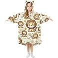 thumbnail image 6 of Dailycode Wearable Blanket Hoodie Oversized Sherpa Flannel Blankets with Pocket for 3-14 Year Old Cartoon Lion and Daisy, 6 of 7
