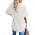 thumbnail image 2 of Camiseta holgada de manga corta para mujer, camiseta de manga corta con cuello redondo y hombros caídos de Color puro para uso diario blanco XXL, 2 of 4