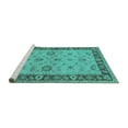 thumbnail image 2 of Ahgly Company Machine Washable Indoor Rectangle Oriental Turquoise Blue Traditional Area Rugs, 5' x 7', 2 of 4