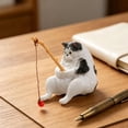 thumbnail image 6 of Sitting Cat Figurine, 1.18" Miniature Orange Cat with Fishing Rod, PVC Collectible Ornament for Desk Shelf Terrarium, 6 of 9