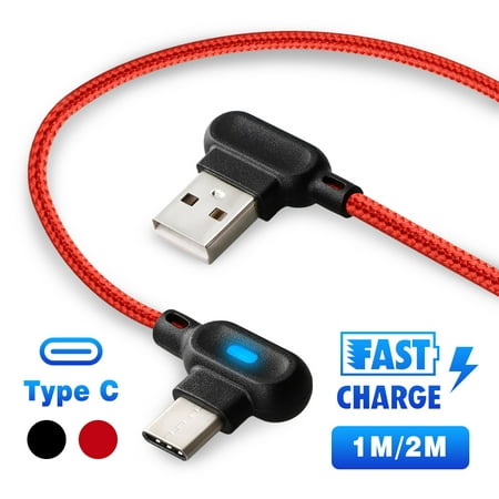 EEEKit USB C Cable 90 Degree Right Angle USB C to USB A Fast Charging and Data Sync Cable Cord for iPad Pro 2018, Samsung S10 S9 Note 9, LG G7 G6 V40 V35, Pixel 3 XL,