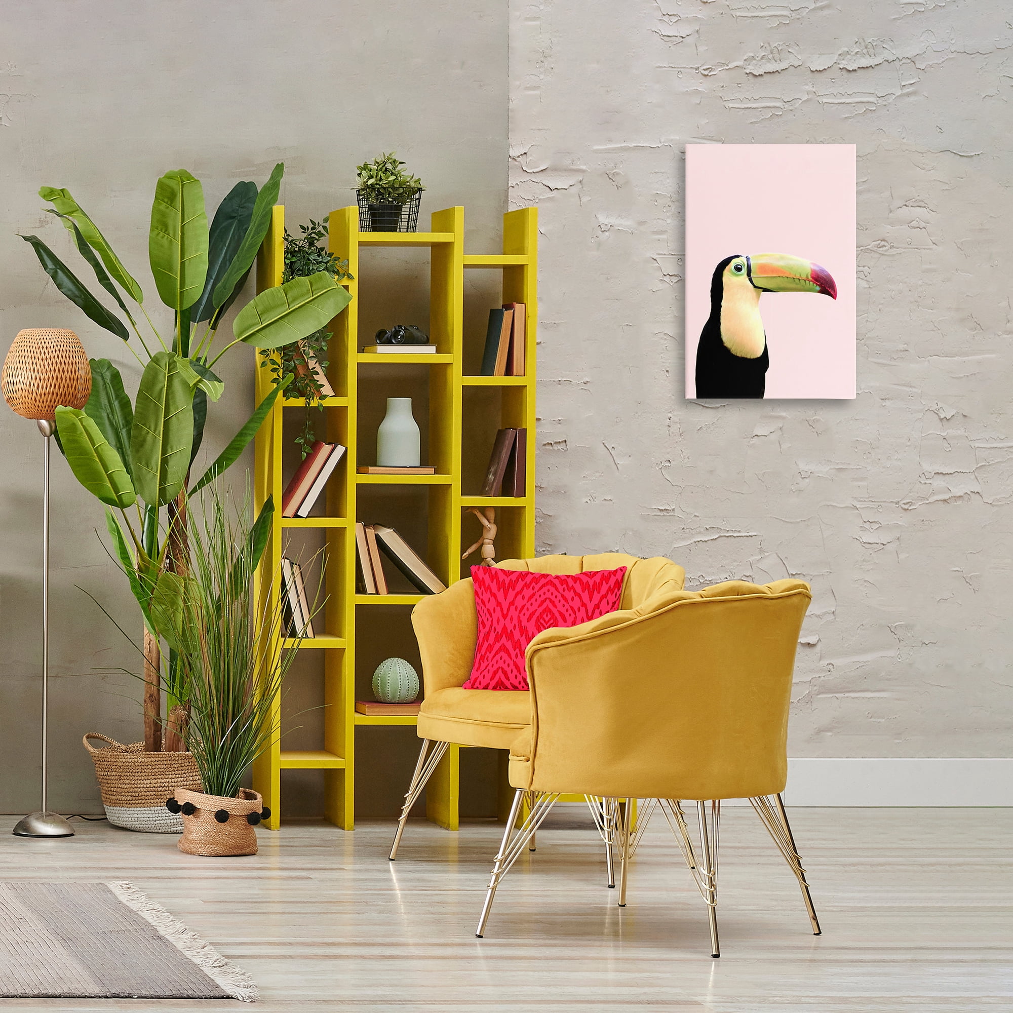 Stupell Industries Pastel Toucan on Pink Animals Painting Wrapped Canvas Art Print Wall Art, 16 x 24