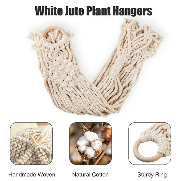 2 Ivory Cotton Ropes Macrame Plant Hanger Decorative Pot Holders