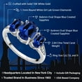 thumbnail image 2 of Gem Stone King 10K White Gold Blue Created Sapphire and White Lab Grown Diamond 3 Stone Engagement Ring for Women (2.84 Cttw, Gemstone Birthstone, Available in Size 5, 6, 7, 8, 9), 2 of 6