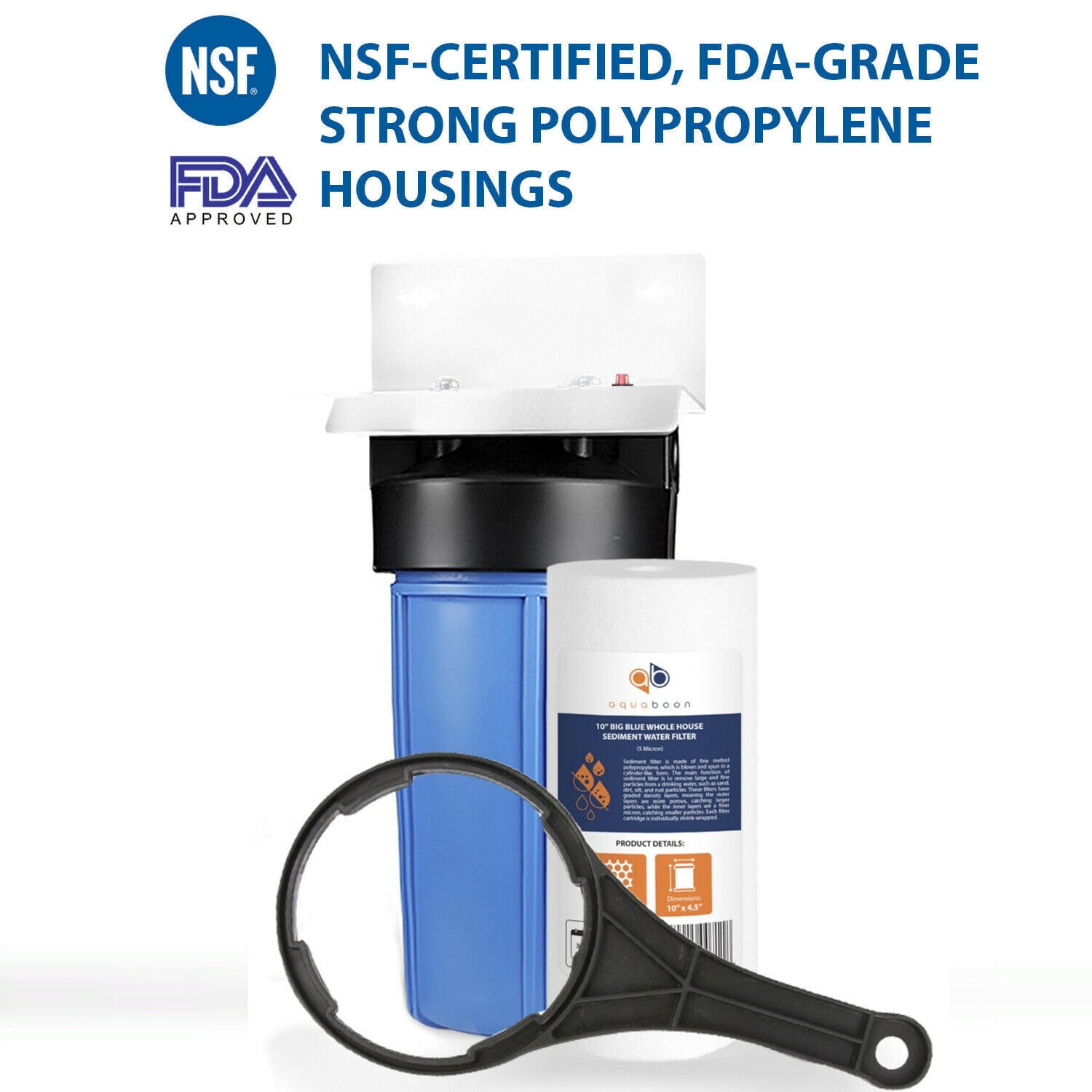 Aquaboon Big Blue 10" Whole House Water Filter System 5 micron (1"Port