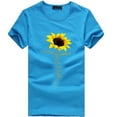 thumbnail image 2 of Summer Savings! Zpanxa Summer Tops for Women Girls Plus Size Sunflower Print Tees Short Sleeve T Shirt Blouse Tops Workout Shirts for Women Blue M, 2 of 4