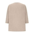thumbnail image 6 of BiZtdJrK 3/4 Sleeve Tops for Women Ribbed Knit Fall Sweaters Dressy Crossover V Neck Pullover Blouse Going Out Tunic, Beige, XL, 6 of 8