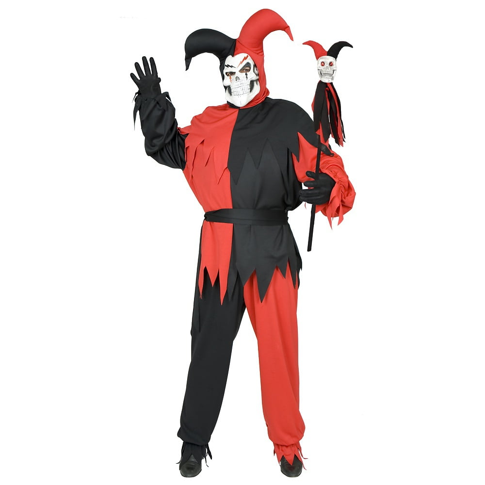 black and red clown costume