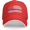 Thin Red and Blue Line American Flag Sandwich Cap Adjustable Washable