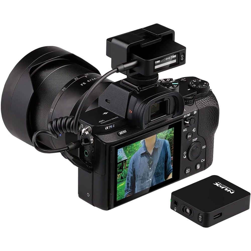 NUX B-10 Vlog Camera Wireless Microphone System for Vlog Shooting, Live broadcasts Bundle with Lavalier Lapel Microphone Omnidirectional Mic