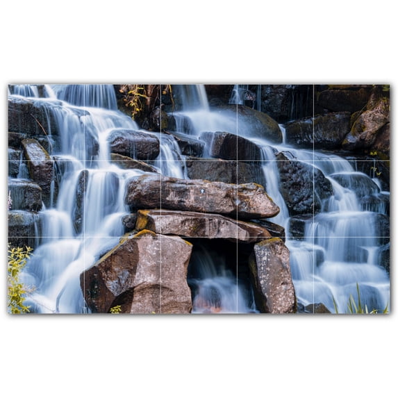 Picture-Tiles.com: Waterfalls Ceramic Tile Wall Mural WAL501143-53XL. 60"W x 36"H using (15) 12" x 12" Ceramic Tiles-Satin Finish