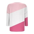 thumbnail image 4 of Olyvenn Long Sleeve Cotton Linen Shirts for Women Color Block Drop Shoulder Tops Round Neck Summer Blouses Dressy Casual Comfy Tees Pink S, 4 of 5