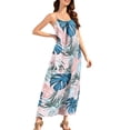 thumbnail image 4 of Women's Tropical Summer Maxi Dress Spaghetti Strap Sleeveless Monstera Leaf Print Loose Fit Flowy Long Dress Casual Beach Vacation Holiday Party Sun Dress, 4 of 9