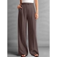 thumbnail image 6 of Women Wide Leg Pants High Waisted Business Casual Work Trousers Dressy Pants with Pockets Mocha Brown XXL, 6 of 10