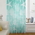 thumbnail image 5 of Teal Ombre Coastal Sheer Curtains 72 Inches Long, Nautical Beach Starfish Coral Summer Light Filering Curtains, Breathable Simi Curtain Privacy Drapes for Living Room Bedroom Window Treatment, 5 of 9