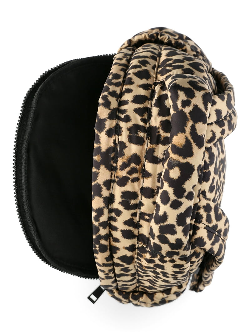 No Boundaries Women's Hands Free Puffy Mini Backpack, Leopard