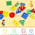 thumbnail image 3 of HLONK Wooden Sorting Stacking Montessori Toys  Shape Color Recognition Blocks Matching Puzzle  Fine Motor Skill Educational Preschool Learning Board Game Gift for Kids, 3 of 6