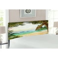 thumbnail image 2 of Ocean Headboard, Palm Coconut Trees and Ocean Waves Mountains on Paradise Island Beach Image, Upholstered Decorative Metal Bed Headboard with Memory Foam, Full Size, Green Brown Cream, by Ambesonne, 2 of 4