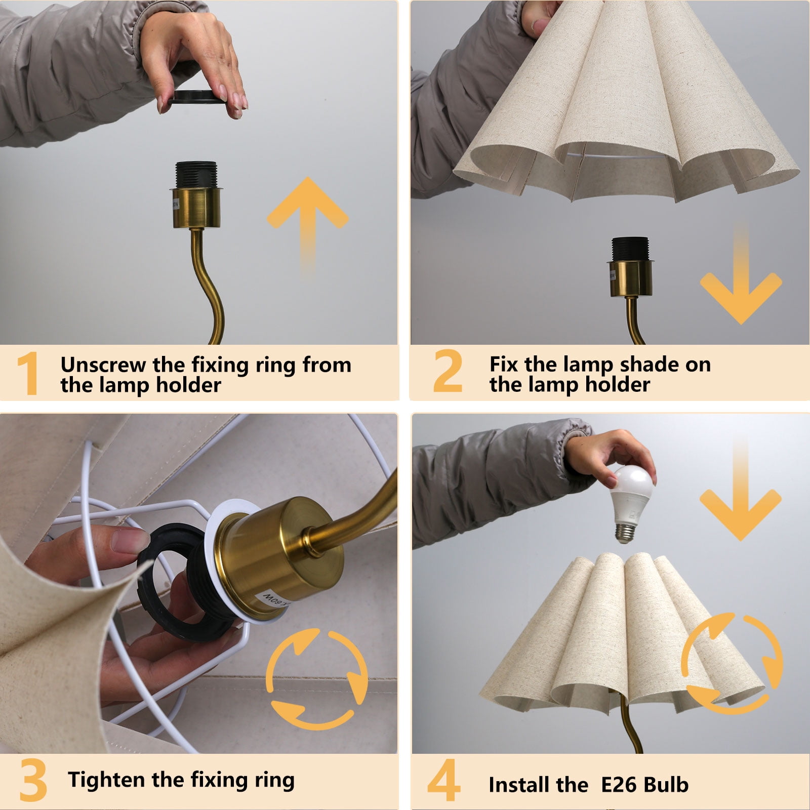 22" Petal Metal Table Lamp with Beige Petal Shades
