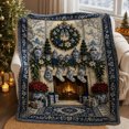 thumbnail image 6 of Christmas Throw Blanket, 51.2"x59.1" Blue and White Porcelain Printed Tapestry Blanket, Soft Cozy Lightweight Polyester Throw for Couch, Sofa, Bed and Festive Home Holiday Decor, 6 of 7