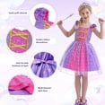 thumbnail image 4 of Jurebecia Girls Princess Party Dress with Puff Sleeves - Sparkly Tulle Fancy Gown for Birthday, Christmas & Special Occasions (Age 1-6, Purple), 4 of 23