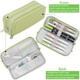 thumbnail image 3 of Rirool Large Capacity Pencil Case, 3 Zipper Compartments Pen Pouch for High School, College, Teachers, Office & Travel Use, Makeup Bag for Teens and Adults, Green, 3 of 7