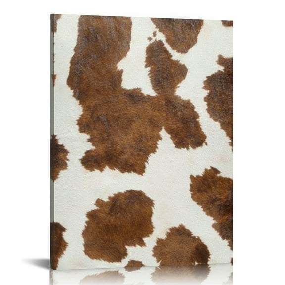 Autua Cow Skin Pattern Brown Spots Canvas Print Wall Decor 12x16 in