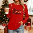 thumbnail image 6 of HOMBOM Shirts for Women Fashion Fall Christmas Tree Christmas Red Crewneck Ladies T Shirts Xmas, 6 of 9