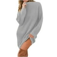 thumbnail image 1 of cfhntfmh Robes d'Automne pour Femmes 2024 Confortables à Manches Longues Robe Chandail Ample Décontractée Col Montant Robe Mini en Tricot, 1 of 6