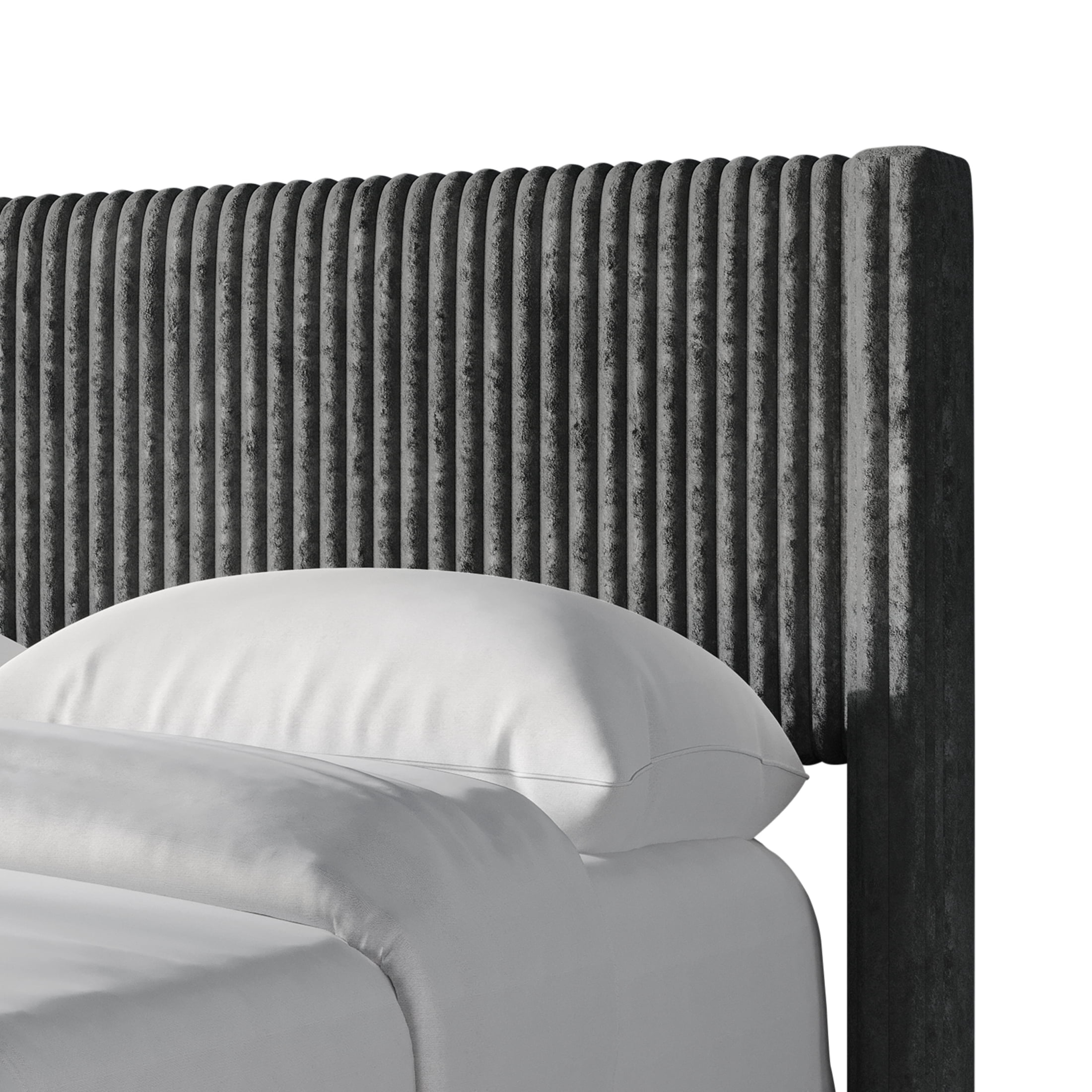 Castle Place Modern Wingback Corduroy Velvet Upholstered Twin Platform Bed, Grey