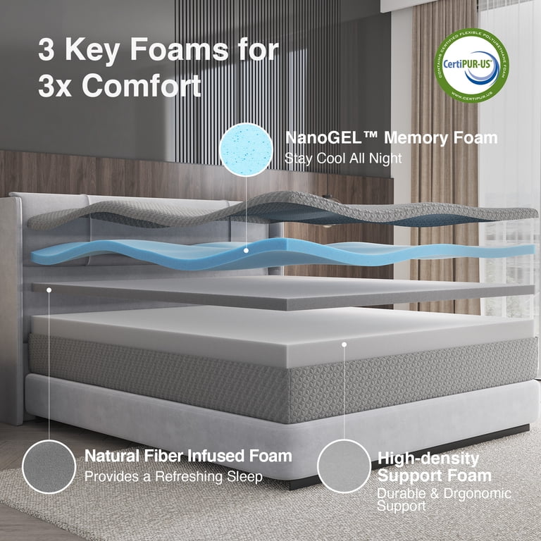 Novilla 14 inch King Size Mattress, Cooling Memory Foam Mattress