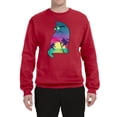 thumbnail image 2 of Neon Beach Sunset Cat California Vibes | Mens Animal Lover Crewneck Graphic Sweatshirt, Red, Large, 2 of 4