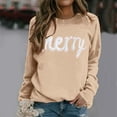 thumbnail image 2 of Women's Hoodless Sweatshirt Casual Christmas Letter Printed Pullover Long Sleeve Comfortable Soft Fabric Stylish Loose Fit Tops, 2 of 2