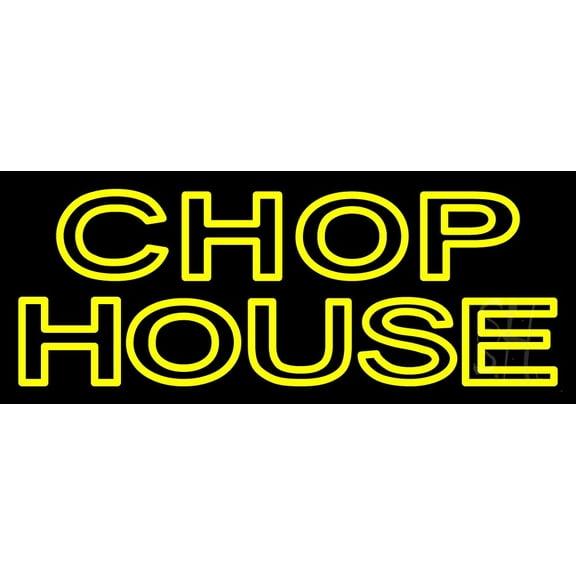 Double Stroke Chophouse LED Neon Sign 13 x 32 - inches, Black Square Cut Acrylic Backing, with Dimmer - Bright and Premium built indoor LED Neon Sign for restaurant window and interior decor.