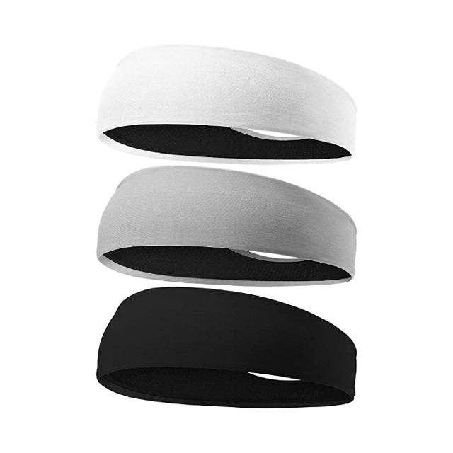 DAMAIE Bandeaux pour Hommes, Lot de 3 Bandeaux Anti-Transpiration, Bandeaux de Sport pour Course, Randonnée, Yoga, et Performance Extensibles, Bandeaux Anti-Humidité