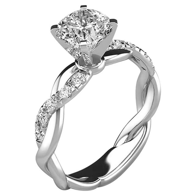 2PC Ring Bridal Zircon Diamond Elegant Engagement Wedding Band Ring Set