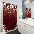 thumbnail image 2 of Red Floral Shower Curtain 72x72 Inch Burgundy Flower Rose Golden Glitter Wedding Bridal Elegant Women Fabric Waterproof Bathroom Home Decor Set 12 Plastic Hooks, 2 of 4
