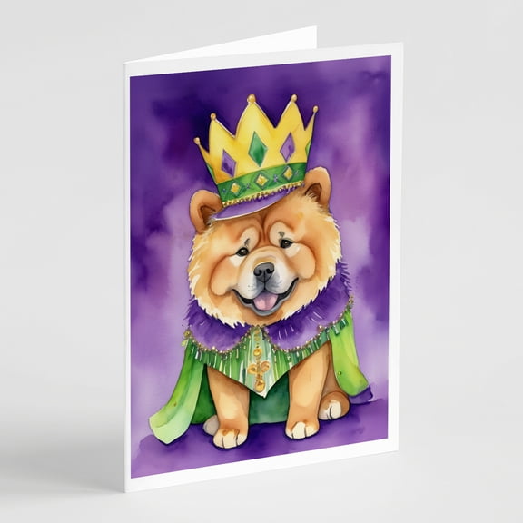 Chow Chow King of Mardi Gras Greeting Cards Pack of 8 7 in x 5 in