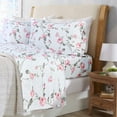thumbnail image 7 of Sleepdown 100% Cotton Flannel Sheets Queen Size Bed Sheets Set with Deep Pockets, Brushed Flannel with Elastic Fitted Sheet Set, Soft & Cozy Sheets - 4 Piece Bedding and Pillowcase set - Blush Floral, 7 of 7