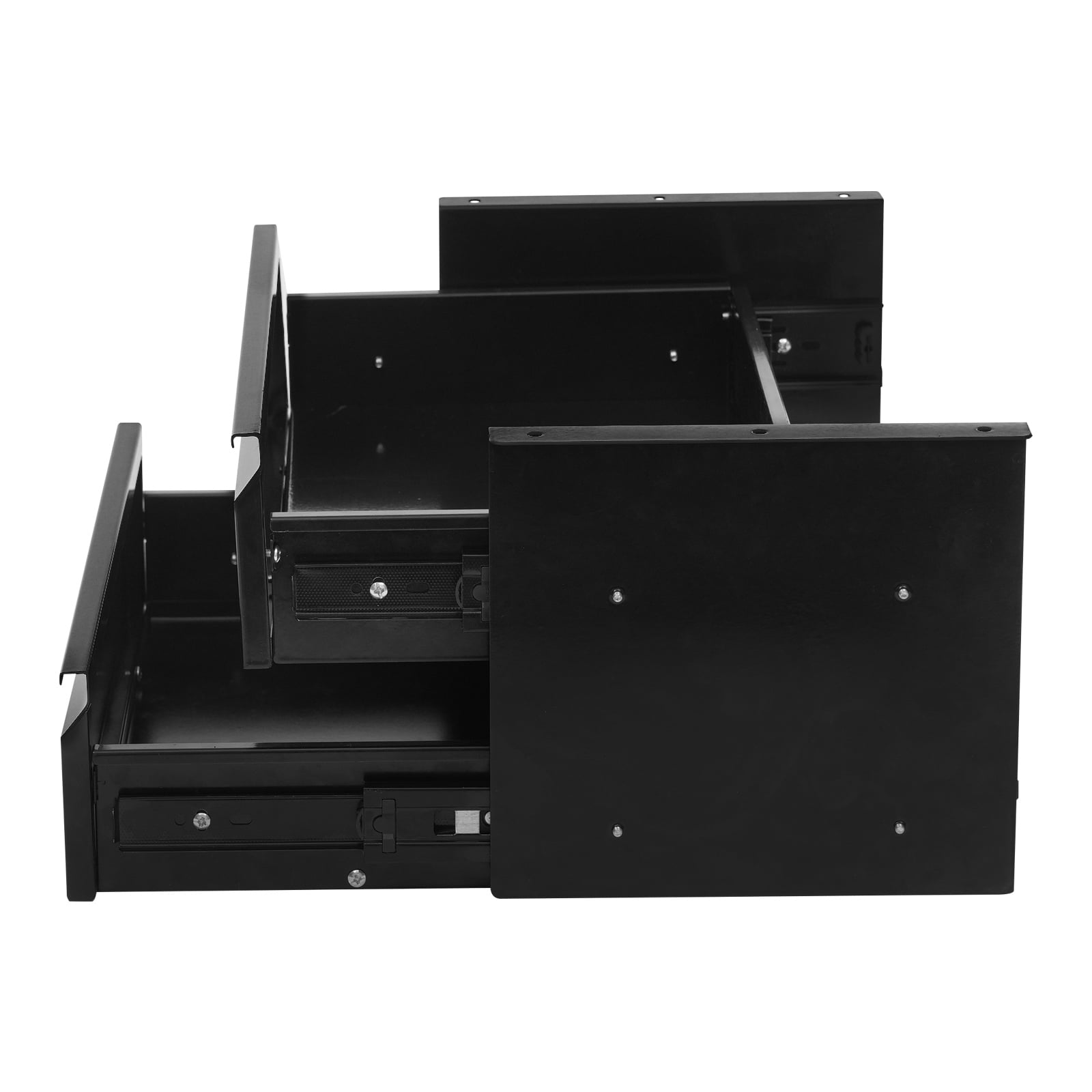 2-tier Sliding Storage Drawer, Black Steel Under Desk Pull-Out Drawer, for Office Desk & Study Stationery, Small Supplies & Desk Storage