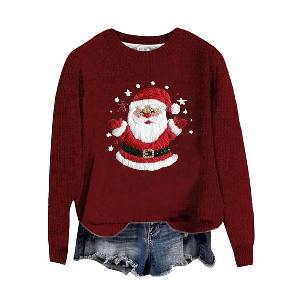 Zhanying Cute Christmas for Women Jacquard Winter Style Holiday Sweater Cute and Cozy Holiday Sweater for Women