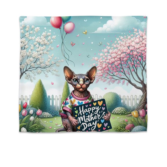 Happy Mother's Day Best Sphynx Mom Ever Tapestry Cat Lover Kitten Owner Gifts Idea Wall Hanging Backdrop Home Decor - 03002