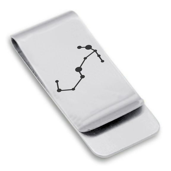 Stainless Steel Scorpio (Scorpion) Astrology Constellation Classic Slim Money Clip Credit Card Holder