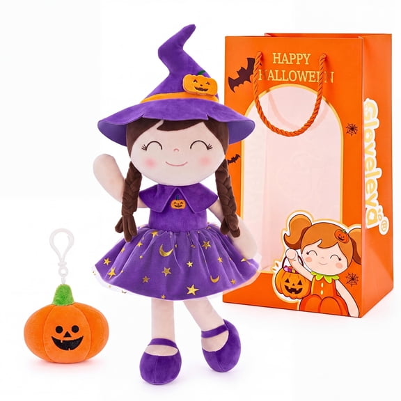 Halloween Soft Plush Doll, 3-Piece Halloween Set, Witch doll, Gift Bag, 16"