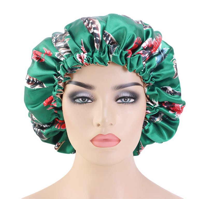 Walbest Floral Printed 2-Layer Silk Bonnet Sleep Cap for  display picture 1