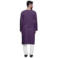 thumbnail image 3 of Atasi Asymmetric Indian Mens Long Kurta Solid Round Neck Kurtas Party Wear, 3 of 5